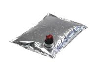 3 Liter Bag-in-Box Beutel mit Vitop-Dispenserhahn. Metallisiert für besseren Licht- und Sichtschutz sowie eine zusätzliche Sauerstoffbarriere.